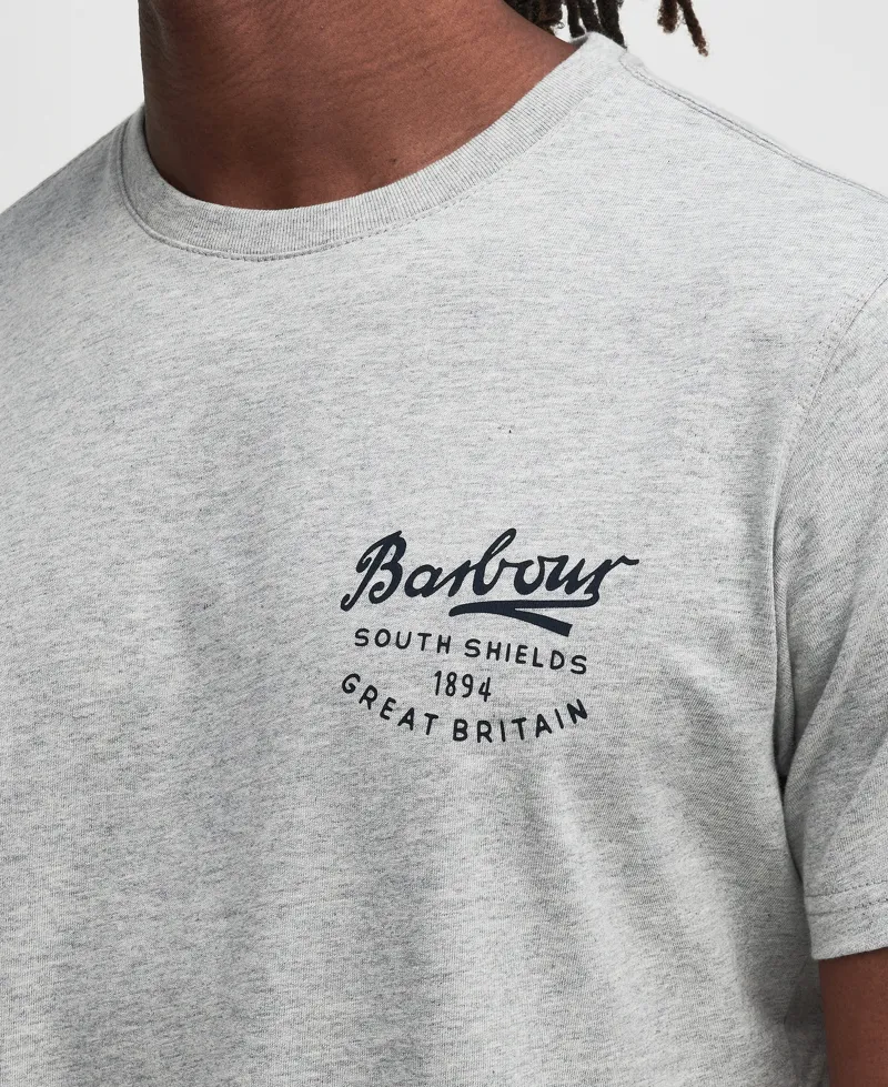 Barbour Mens Script Graphic T-Shirt Grey Marl-4