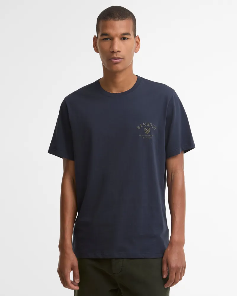 Barbour Tartan Crest Tee in Navy-4