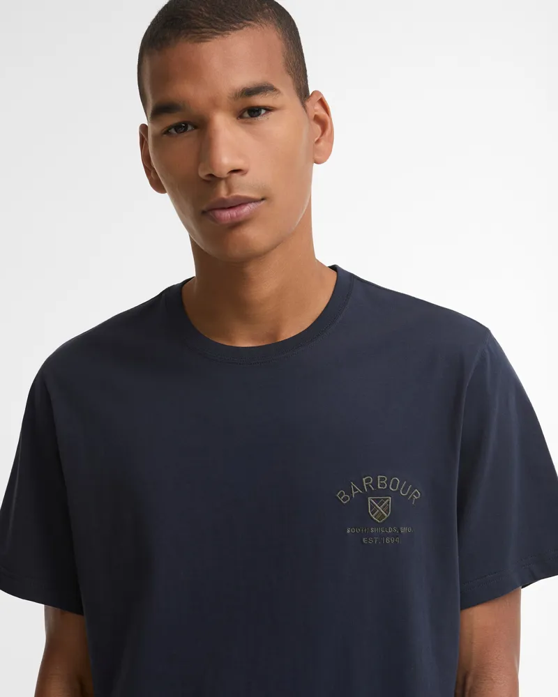 Barbour Tartan Crest Tee in Navy-1
