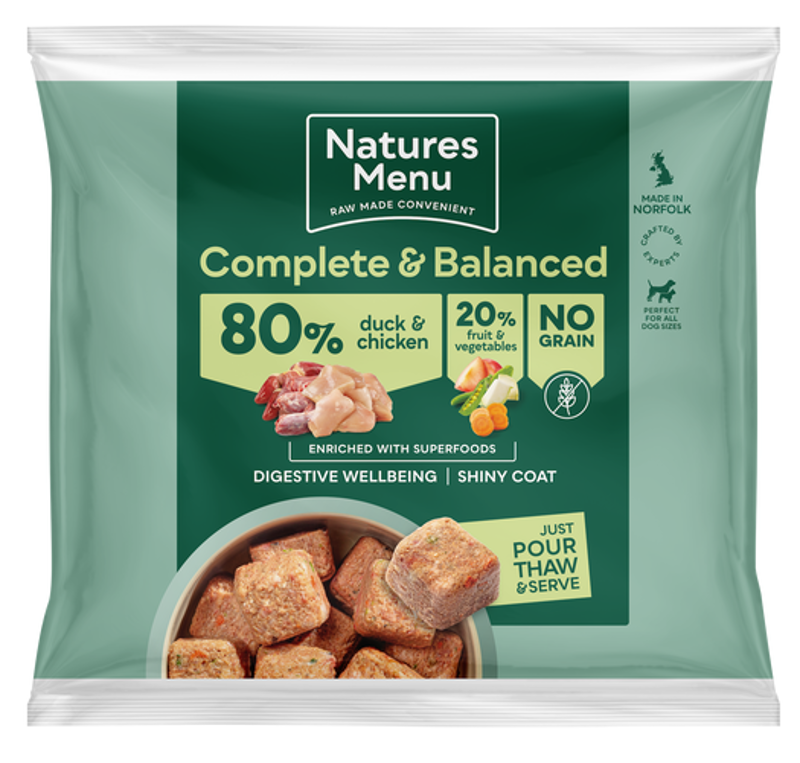 Nature's Menu Complete and Balanced Raw 80% Duck and Chicken Nuggets 300g