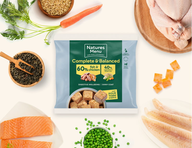 Nature's Menu Complete and Balanced Raw Frozen 60% Chicken and Fish Nuggets 1kg