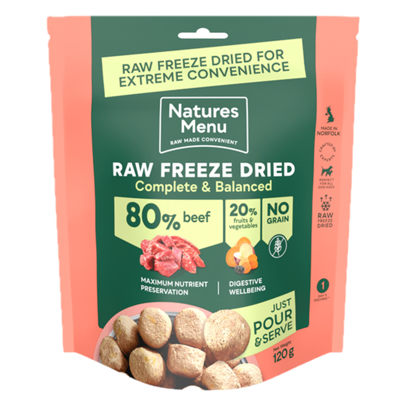 Natures Menu Complete and Balanced Raw Freeze-Dried Beef Nuggets 120g