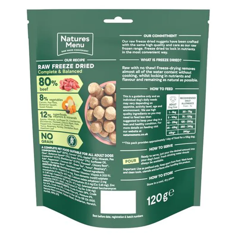 Natures Menu Complete and Balanced Raw Freeze-Dried Beef Nuggets 120g-1