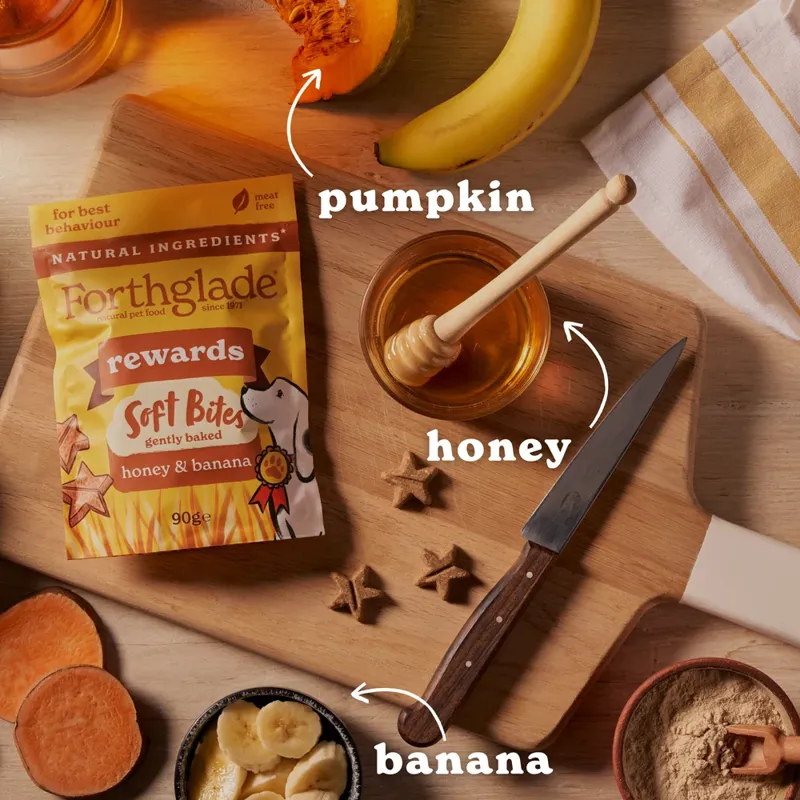 Forthglade Hypoallergenic Plant-Based Banana and Sweet Potato Soft Bite Training Treats-2