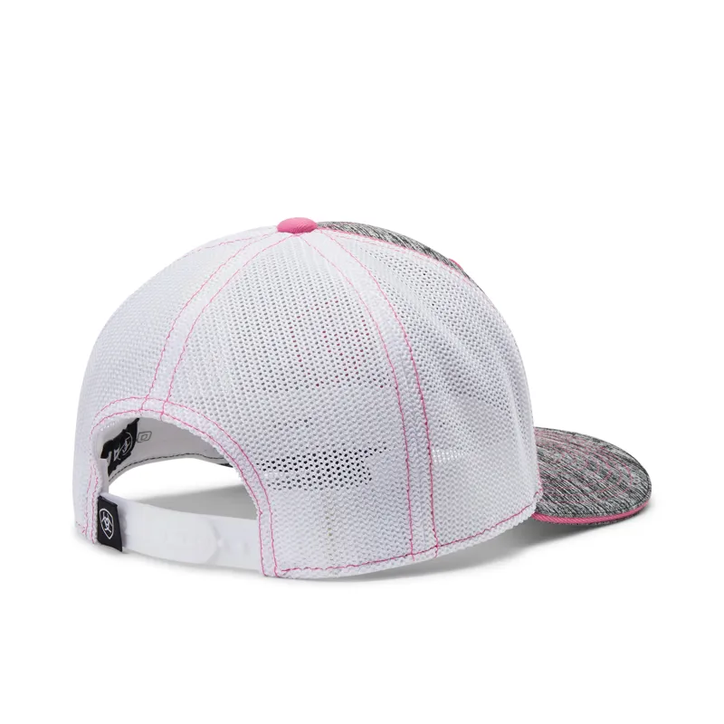 Ariat Offset Shield Logo Mesh Cap in Grey and Pink-1