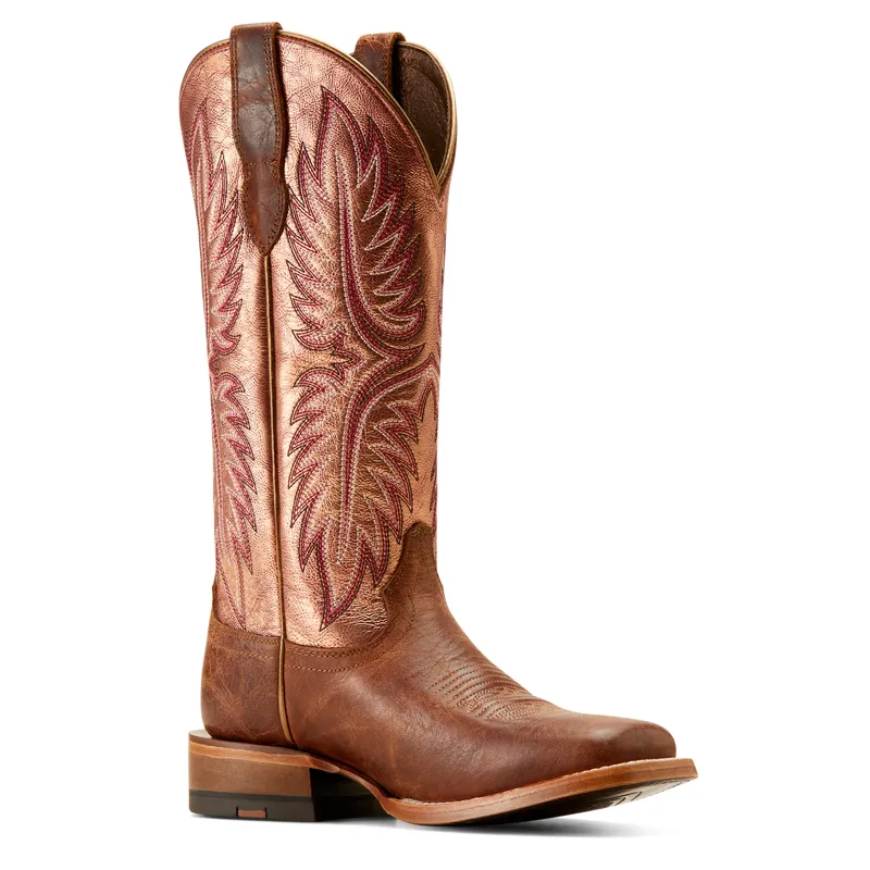 Ariat Women's Frontier Calamity Jane Western Boot in Bite the Dust Brown and Desert Sunrise-2