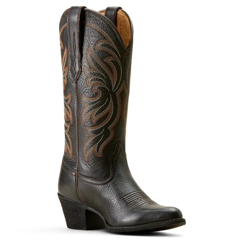 Ariat Heritage J Toe StretchFit Western Boot in Black Deertan-2