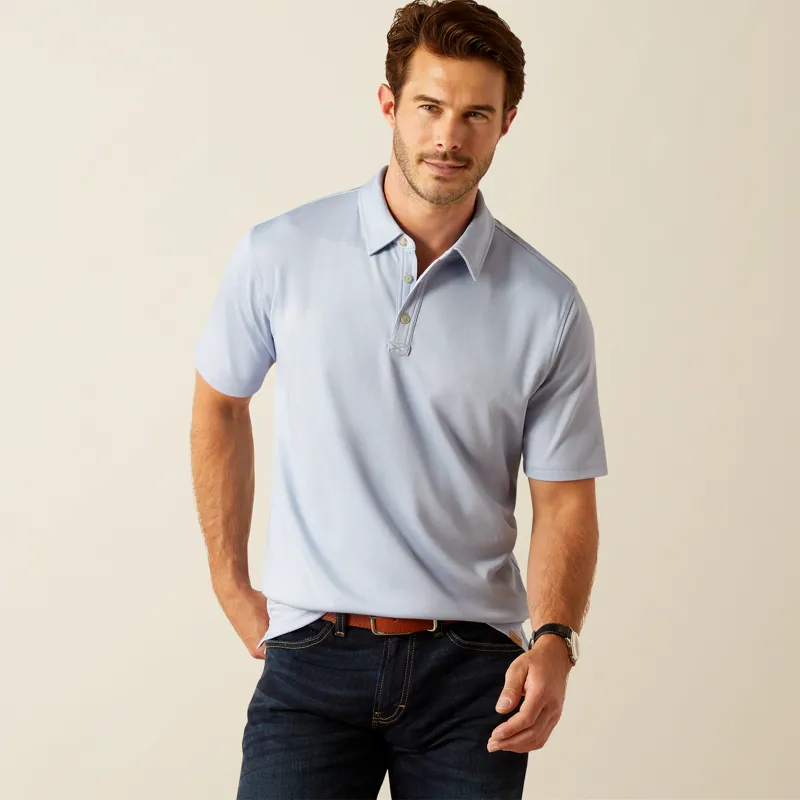 Ariat Mens Shaldon Polo Shirt Pacific Blue Heather