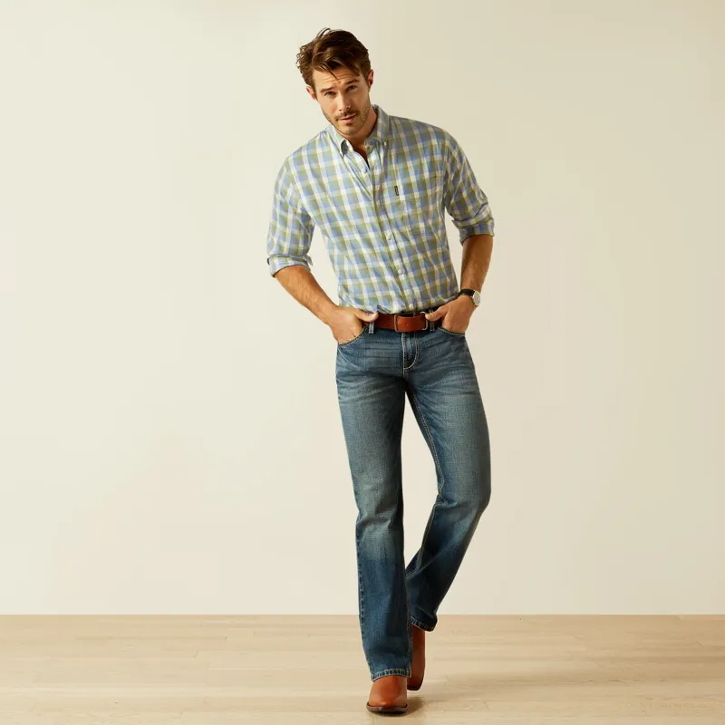 Ariat Mens Napa Shirt Oil Green Check-4