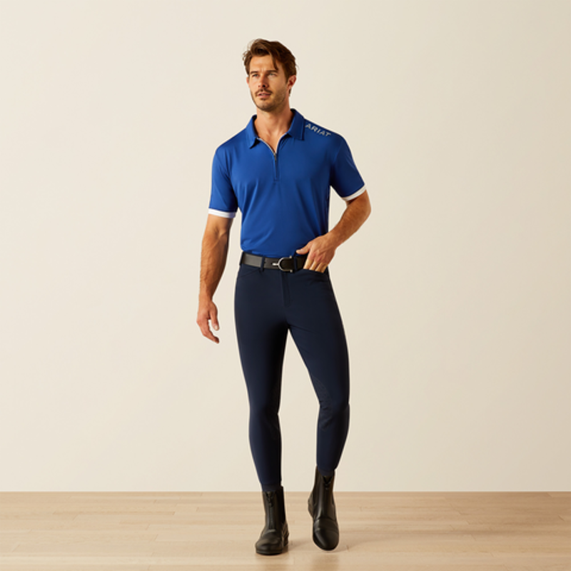 Ariat Mens Bandera 1/4 Zip Polo Shirt Soladite Blue-3