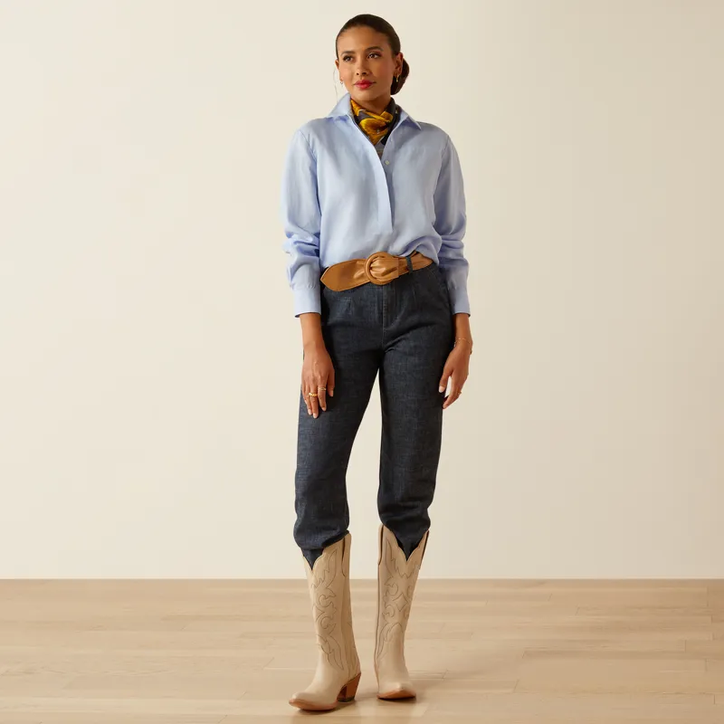 Ariat Womens Pocklington Blouse Pacific Blue-3