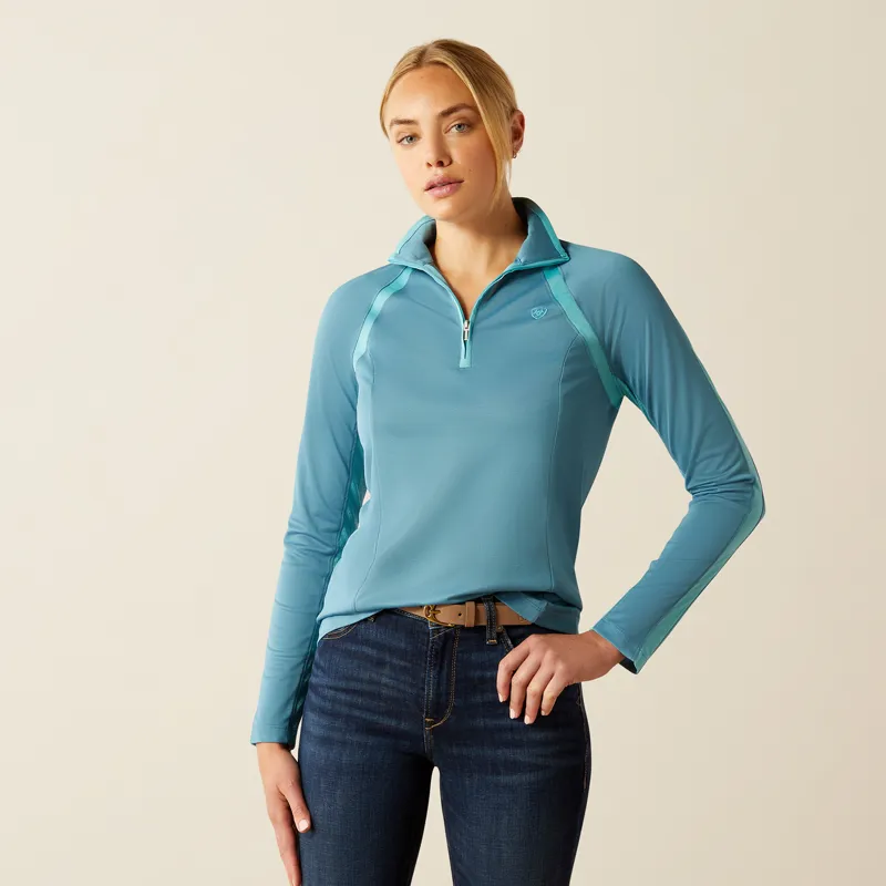 Ariat Womens Sunstopper 3.0 1/4 Zip Baselayer Storm Blue