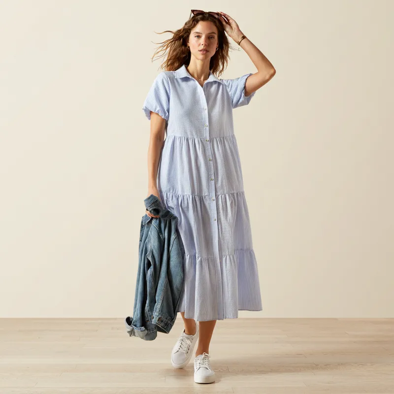 Ariat Dovestone Dress in Navy and White Stripe-3