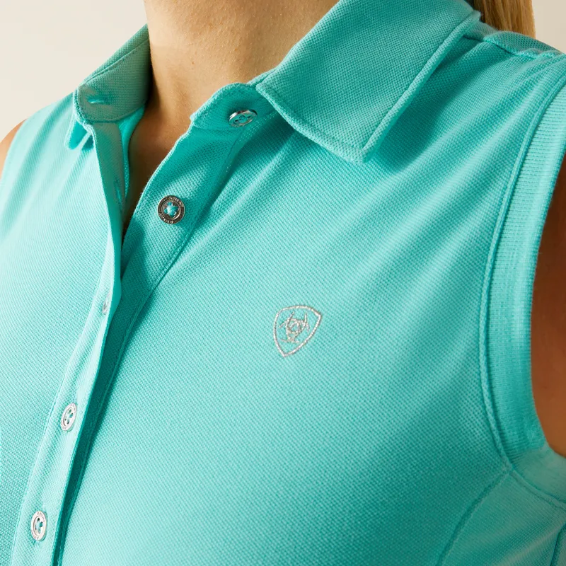 Ariat Womens Prix 3.0 Sleeveless Polo Shirt Pool Blue-2