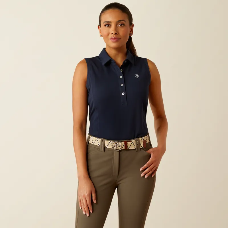 Ariat Womens Prix 3.0 Sleeveless Polo Shirt Navy Eclipse