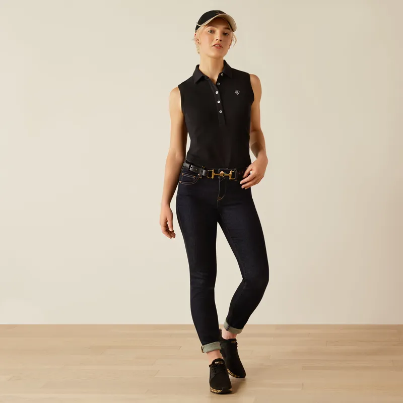 Ariat Prix 3.0 Sleeveless Polo in Black-2