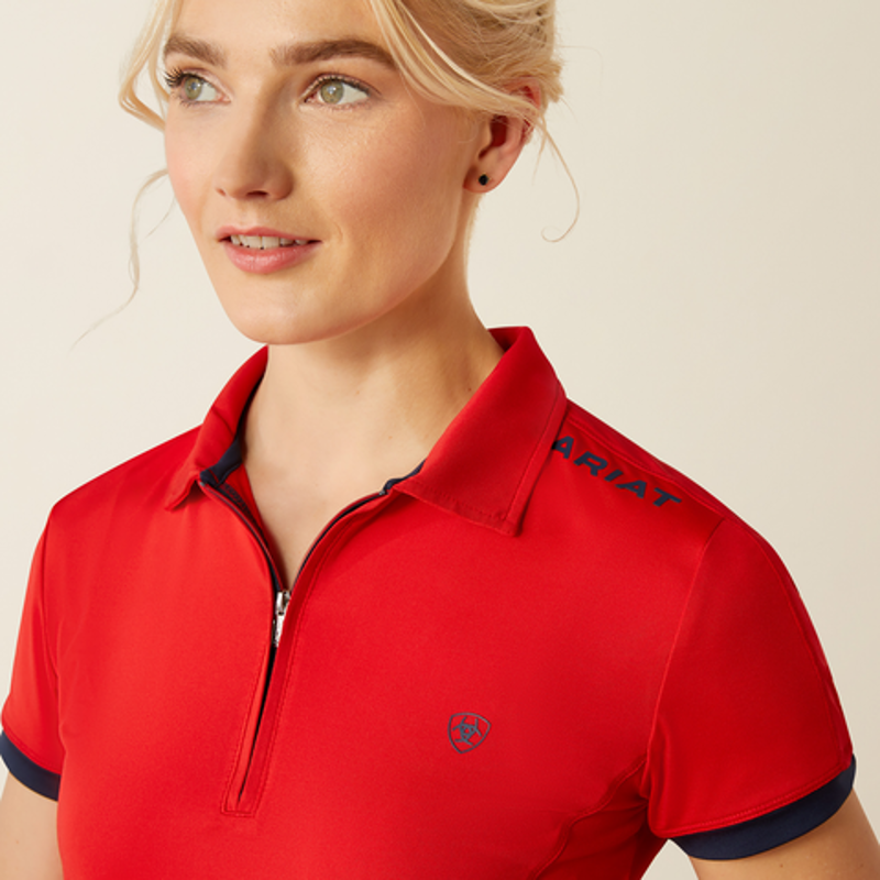 Ariat Womens Bandera T 1/4 Zip Polo Shirt Weg Red-2