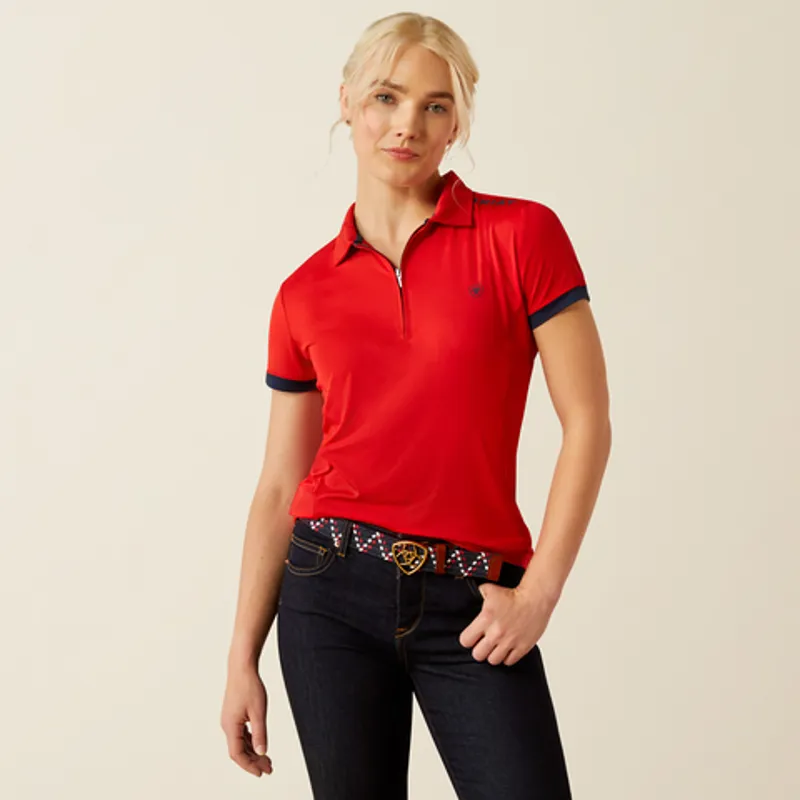 Ariat Womens Bandera T 1/4 Zip Polo Shirt Weg Red