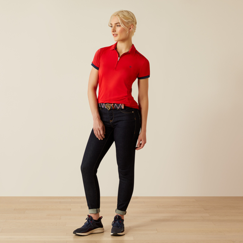 Ariat Womens Bandera T 1/4 Zip Polo Shirt Weg Red-3