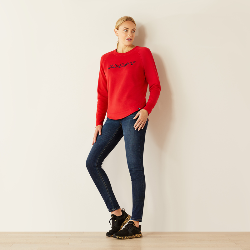 Ariat Womens Benicia Team Sweatshirt Weg Red-3