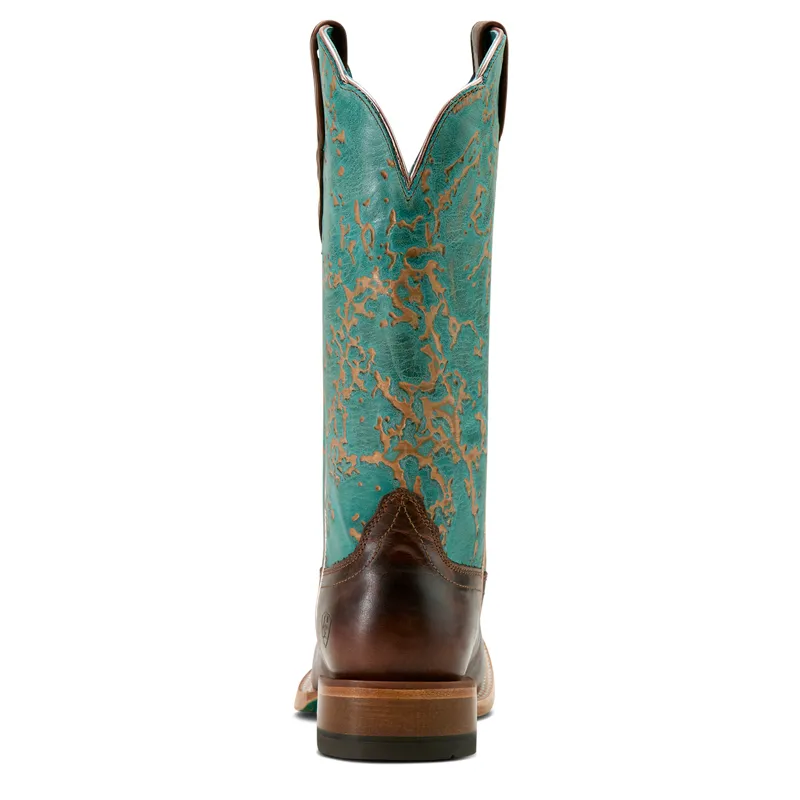 Ariat Frontier Farrah Wide Square Toe Western Boot in Honey Brown and Turquoise Patina-1
