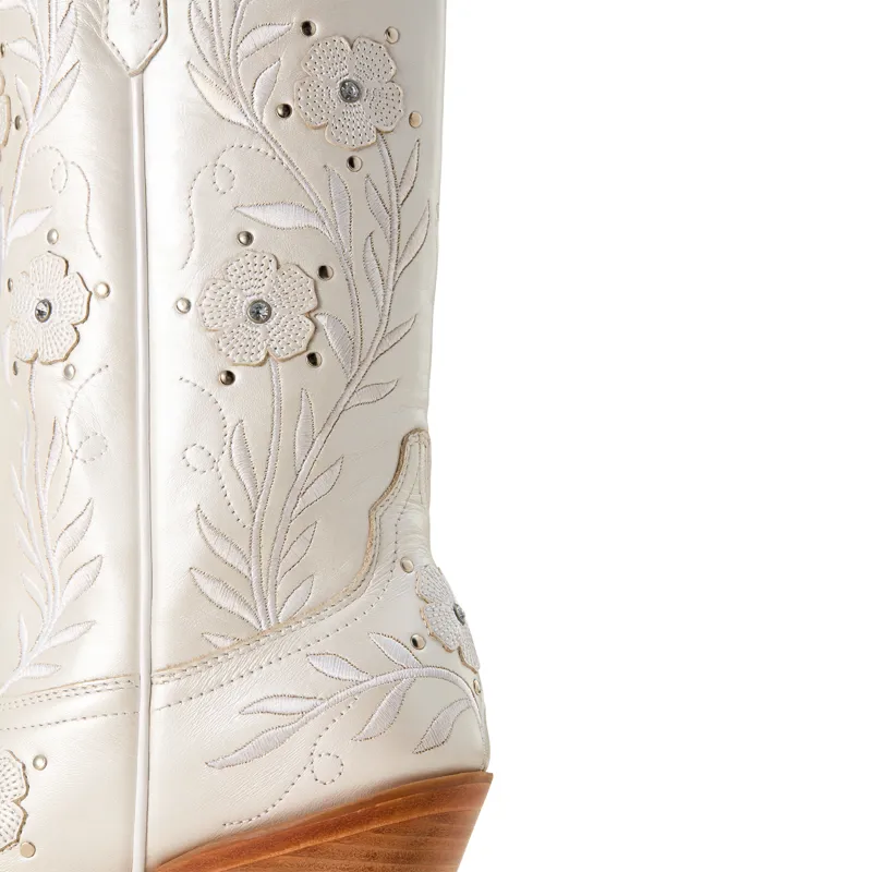 Ariat Womens Romance Western J Toe Boot in Pearly White-1