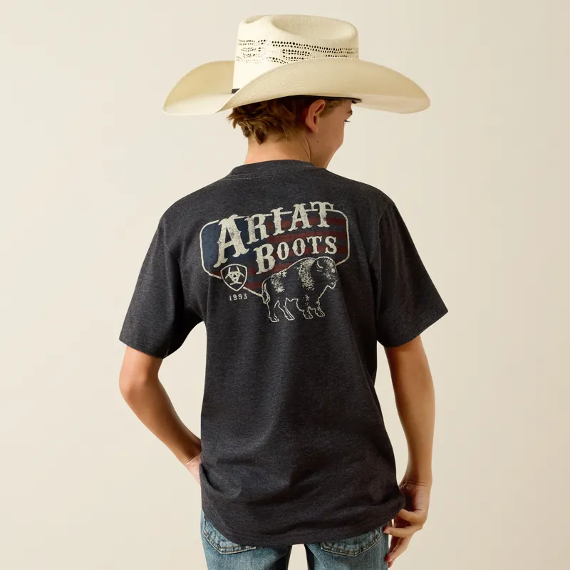 Ariat Kids Ariat American Bison T-Shirt in Charcoal Heather