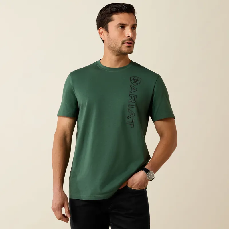 Mens Vertical Logo T-Shirt in Monstera-1