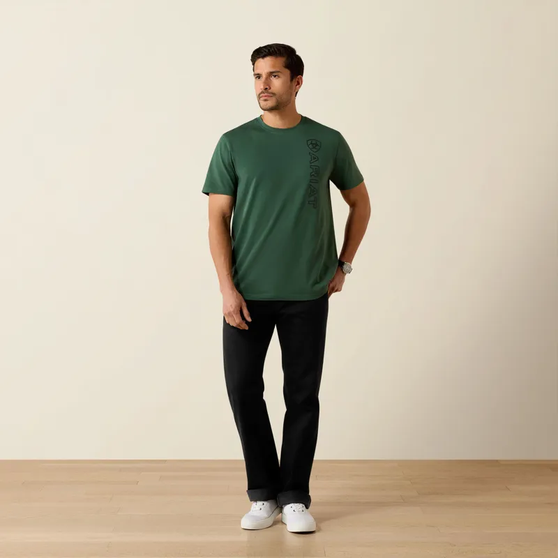 Mens Vertical Logo T-Shirt in Monstera