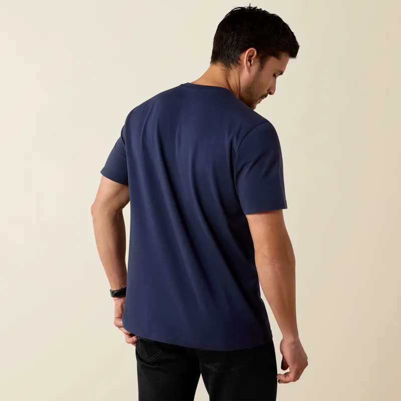 Ariat Mens Vertical Logo T-Shirt in Navy-3