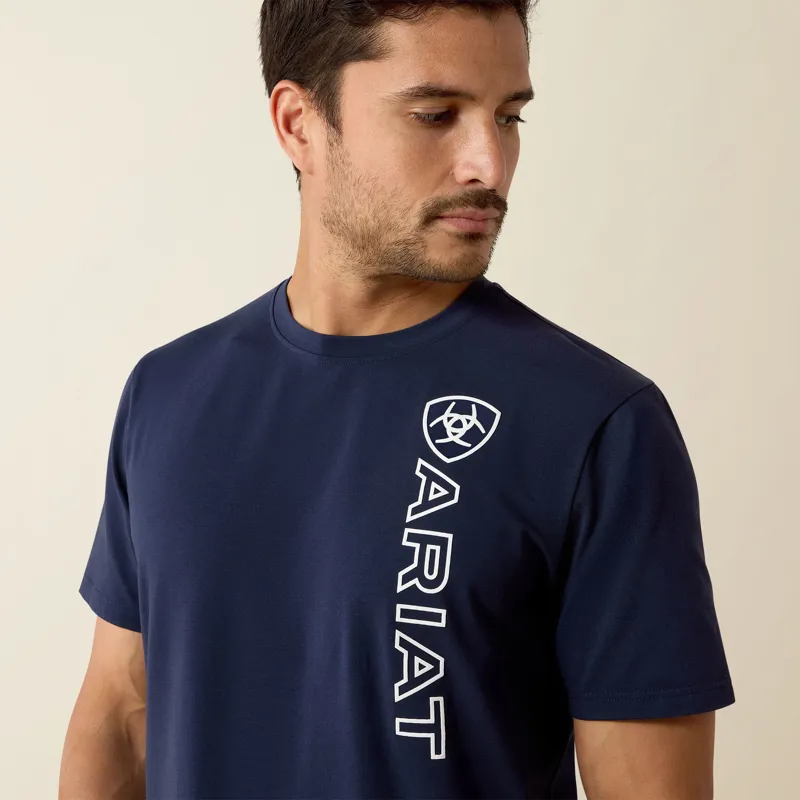 Ariat Mens Vertical Logo T-Shirt in Navy-1