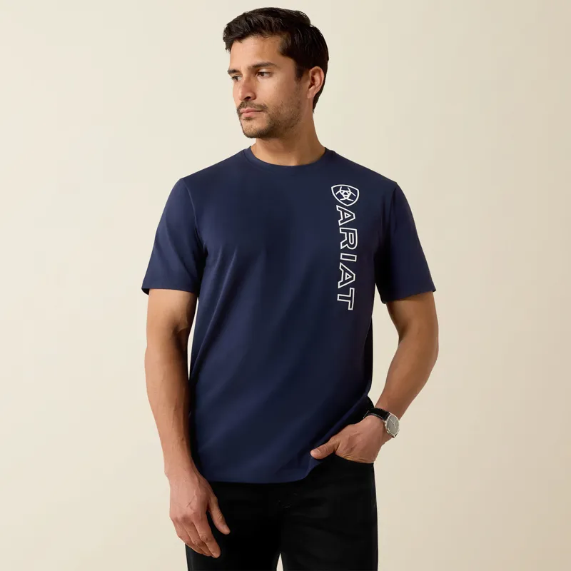 Ariat Mens Vertical Logo T-Shirt in Navy