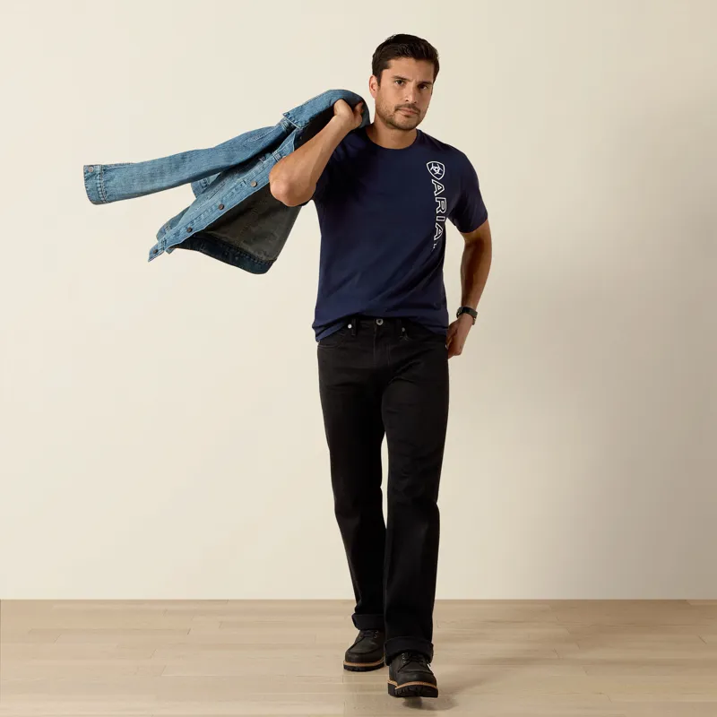 Ariat Mens Vertical Logo T-Shirt in Navy-2