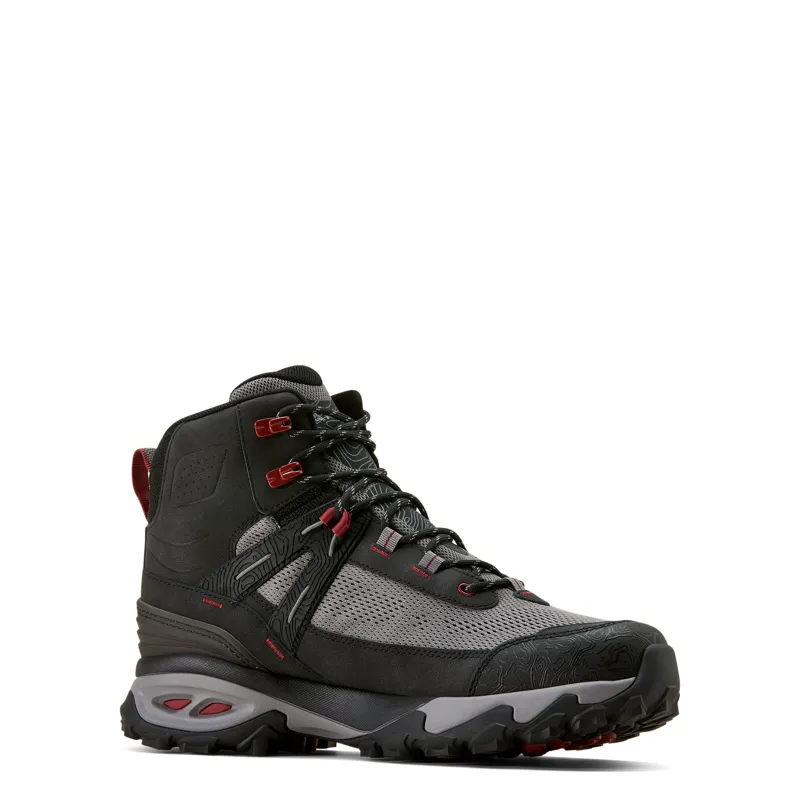 Ariat Mens Traverse Mid Waterproof Hiking Boot in Black and Grey