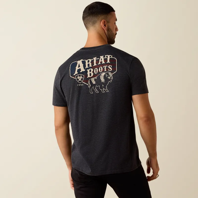 Ariat American Bison Classic Fit T-Shirt in Charcoal Heather-2