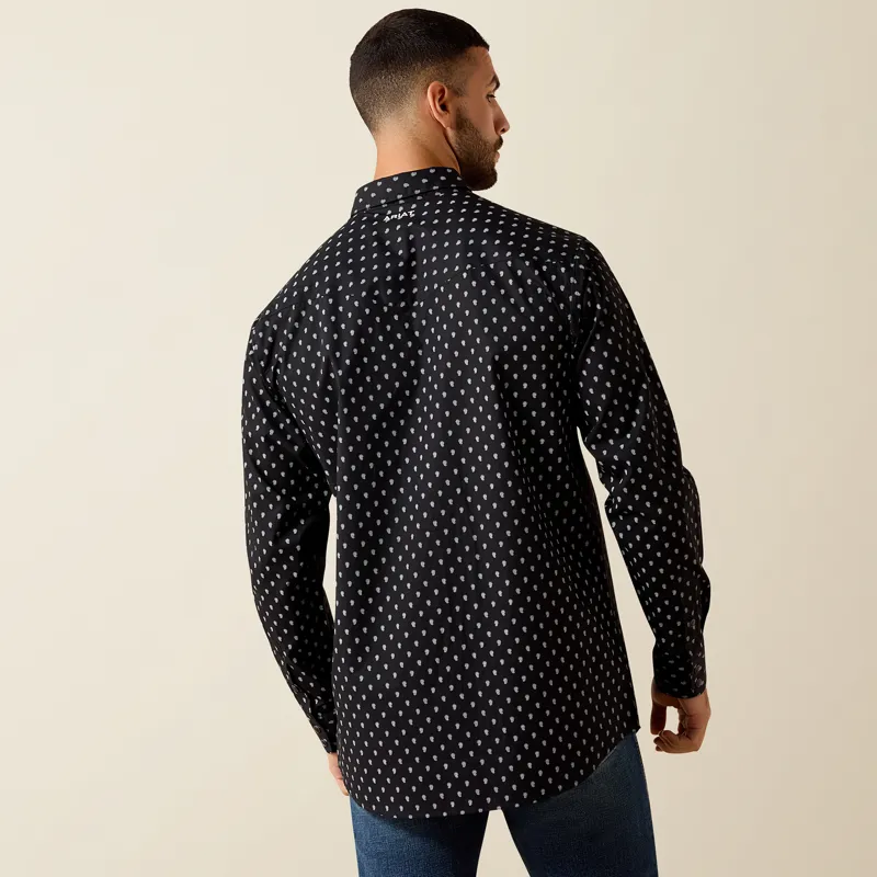 Ariat Mens Truth Fitted Western Snap Shirt in Black Paisley Print-1