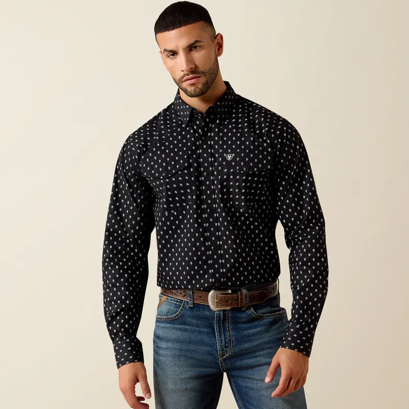 Ariat Mens Truth Fitted Western Snap Shirt in Black Paisley Print-3