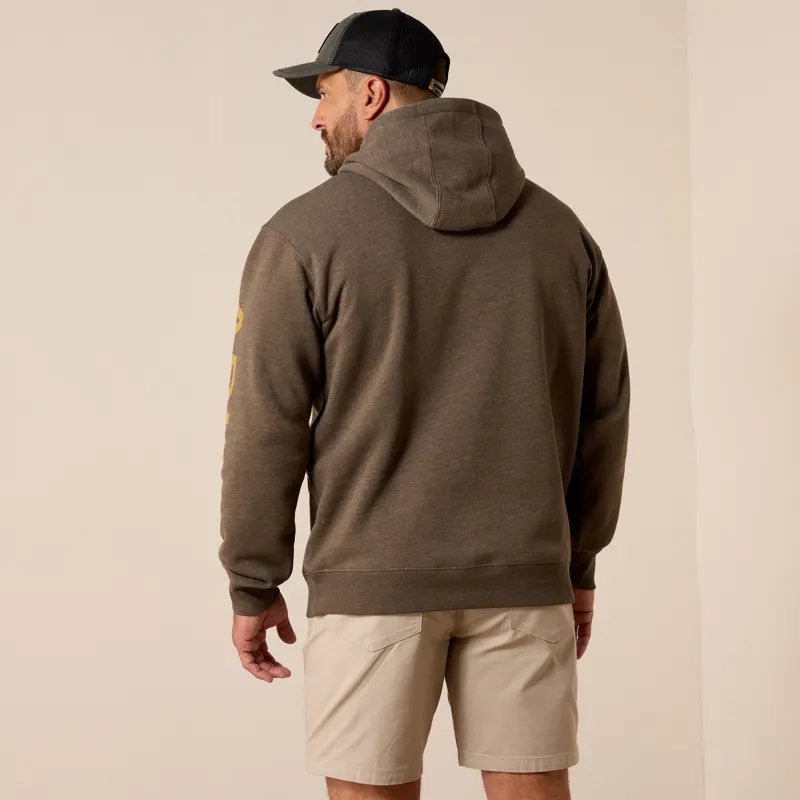 Ariat Rebar Lightweight Logo Hoodie in Major Brown Heather-3