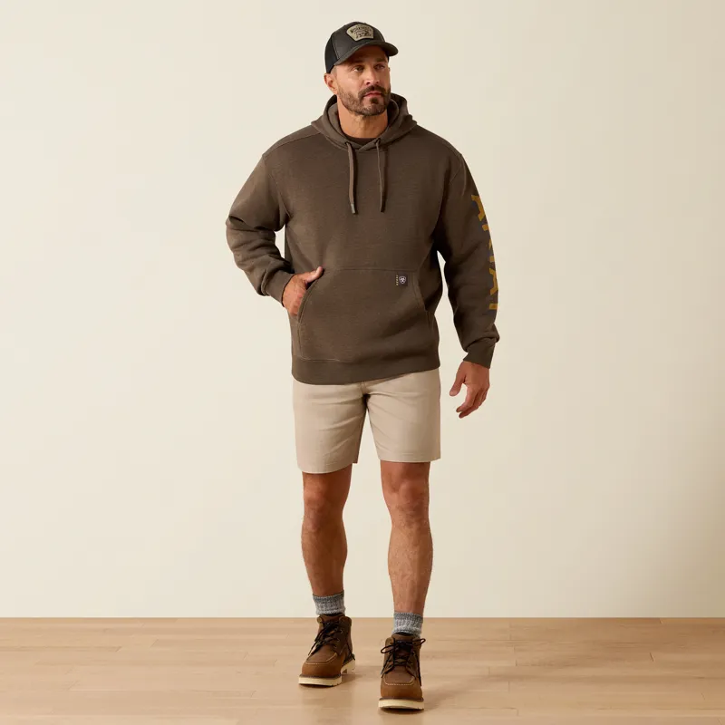 Ariat Rebar Lightweight Logo Hoodie in Major Brown Heather