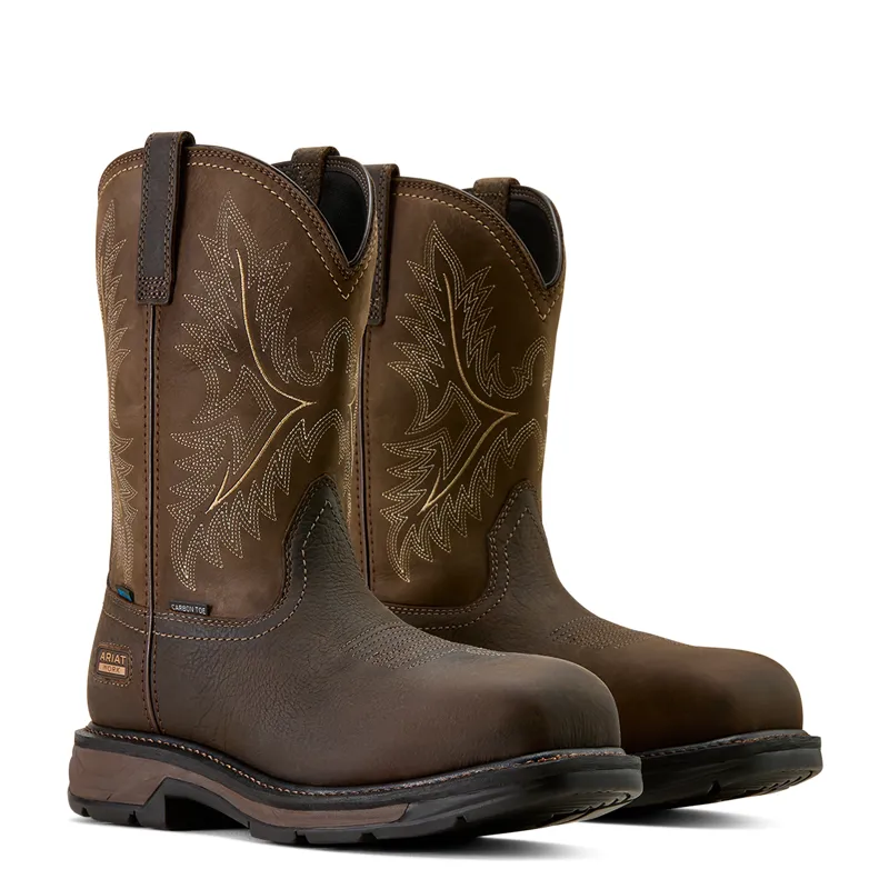 Ariat Men's Workhog XT Wide Square Toe Carbon Cap Work Boots in Mocha/Bruin Brown-3