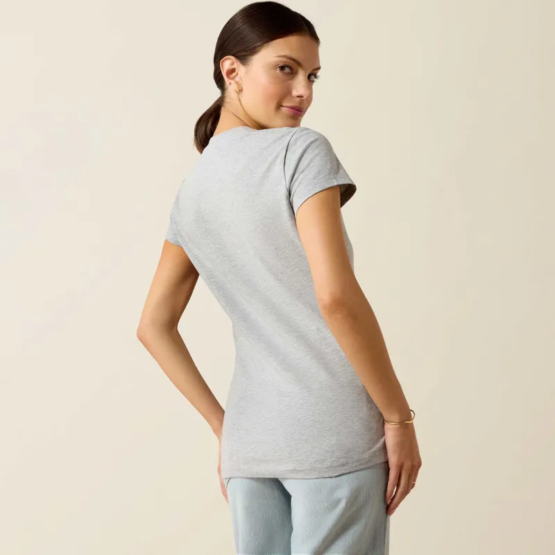 Ariat Womens Vertical Logo T-Shirt in Heather Grey -2