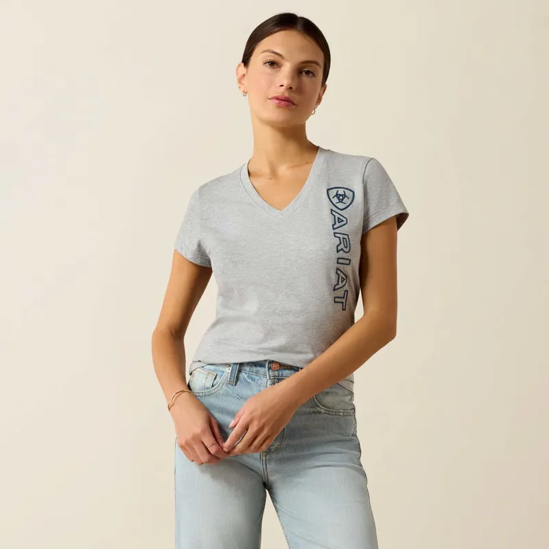 Ariat Womens Vertical Logo T-Shirt in Heather Grey 