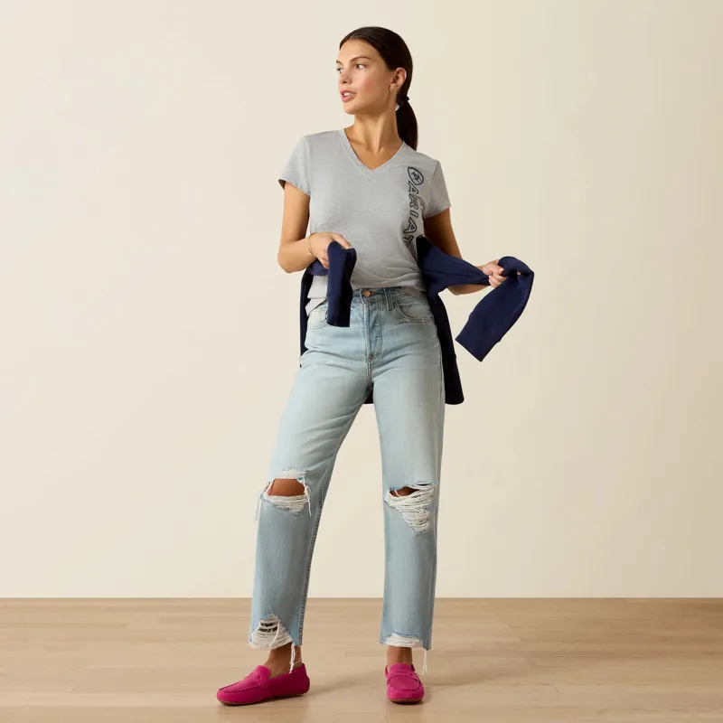 Ariat Womens Vertical Logo T-Shirt in Heather Grey -3