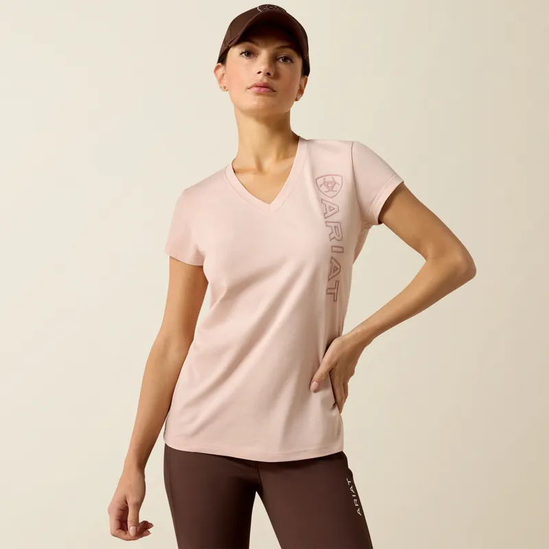 Ariat Womens Vetical Logo T-Shirt in Sepia Rose-1
