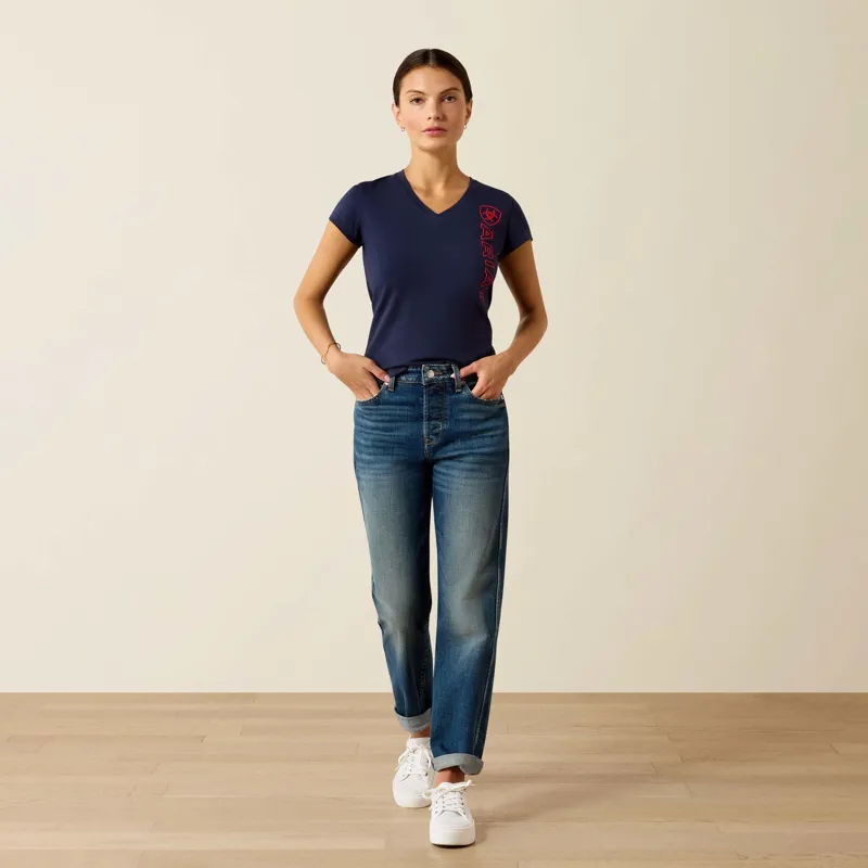 Ariat Vertical Logo T-Shirt in Navy and Red