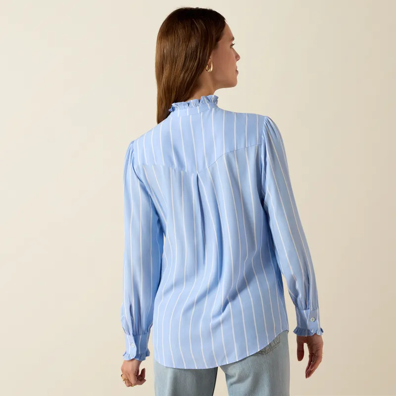 Ariat Cricklade Womens Blouse in Pacific Blue Stripe -2