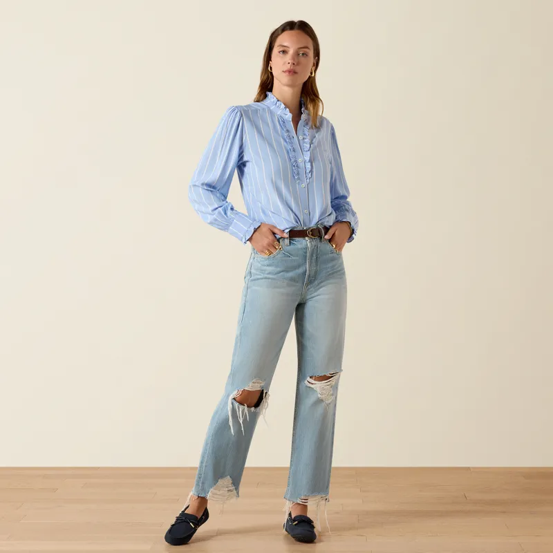 Ariat Cricklade Womens Blouse in Pacific Blue Stripe -1