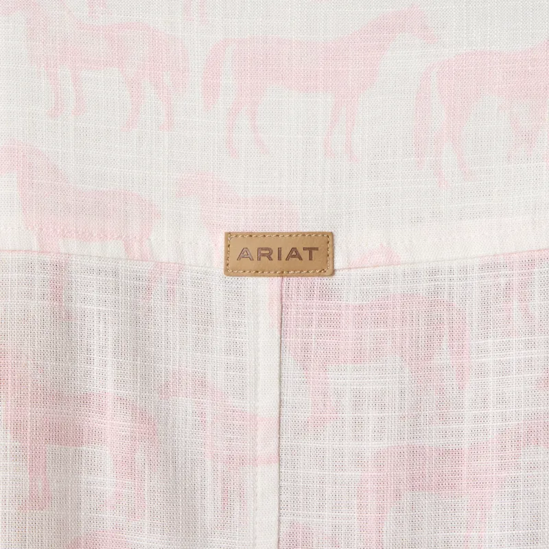  Ariat Women's Rudford Shirt With Icy Pink Horse Print-1