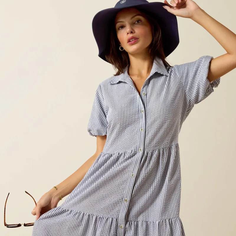 Ariat Dovestone Dress in Navy and White Stripe-5