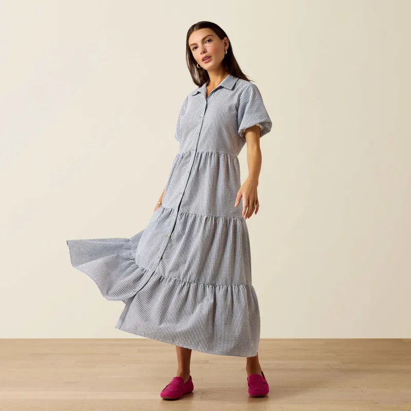 Ariat Dovestone Dress in Navy and White Stripe-6